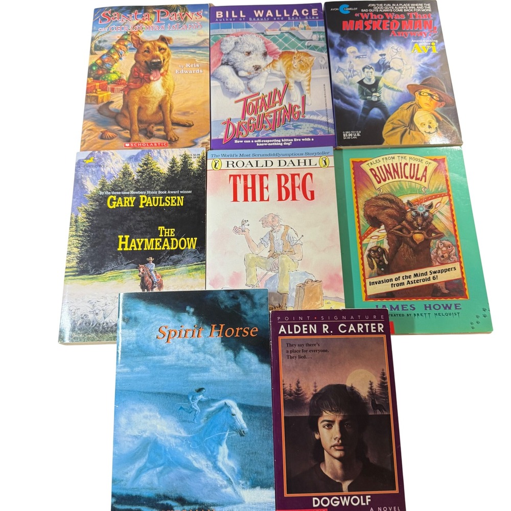 Vintage Childrens Chapter Book Lot Roald Dahl Gary Paulsen Bunnicula 8 Books